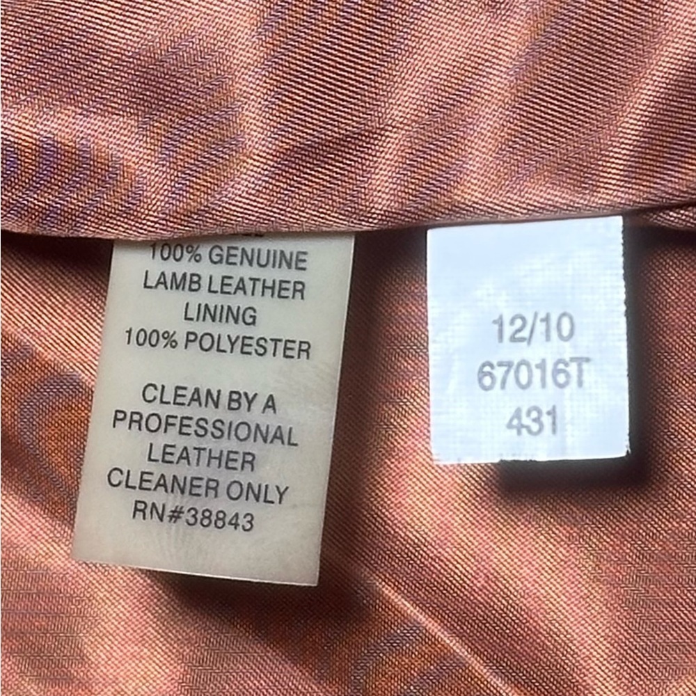 Tahari Women's Dark Burnt Orange Lamb Leather Jacket Medium - Picture 8 of 11